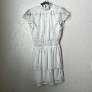 Savanna Jane White lace dot ruffle dress▪️size S